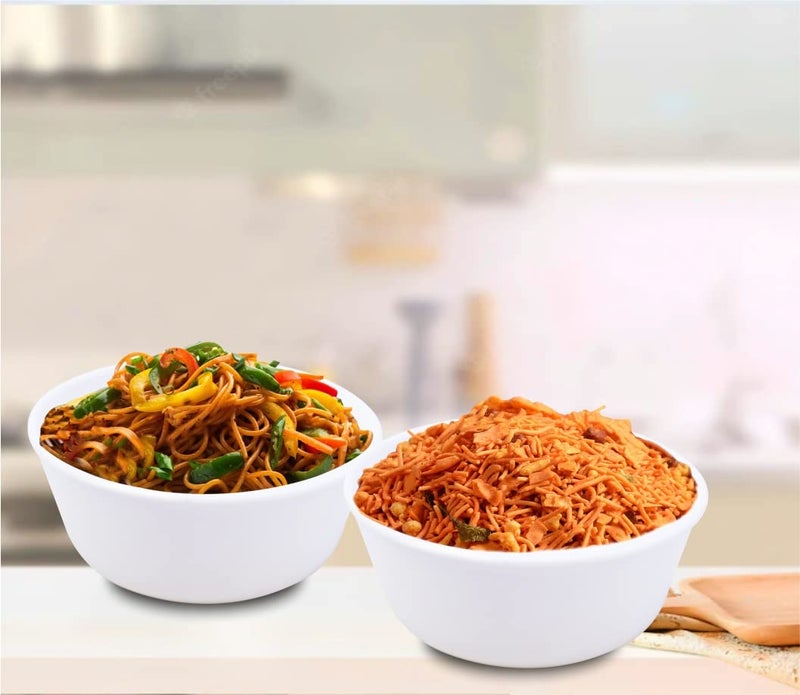 Wonder Plastic Sigma 500 Unbreakable BPA Free Plastic Bowl Set for Cereal, Salad, Rice, Soup, Pasta, Snack Bowl, Microwave Safe, Dishwasher Safe, 12 Pcs, 450 ml, White Color - Image 2