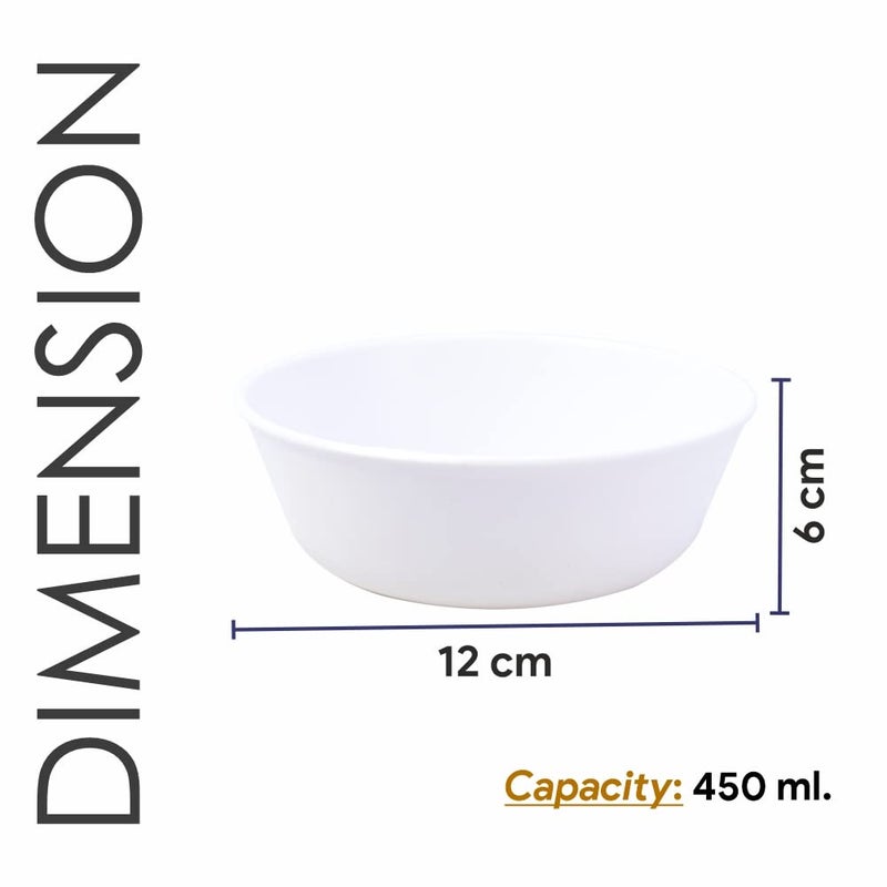 Wonder Plastic Sigma 500 Unbreakable BPA Free Plastic Bowl Set for Cereal, Salad, Rice, Soup, Pasta, Snack Bowl, Microwave Safe, Dishwasher Safe, 12 Pcs, 450 ml, White Color - Image 3