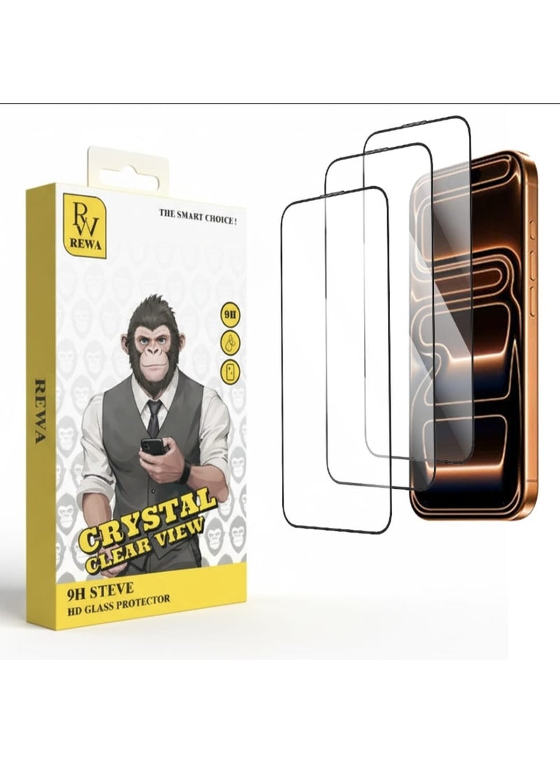 REWA 3-Pack Tempered Glass Screen Protector for Apple iPhone 17 Pro Max 5G (2025) – Triple Pack, Ultra HD Clarity, Full Glue Adhesive, Edge-to-Edge Coverage, Anti-Scratch, Bubble-Free, Precision-Cut, Enhanced Durability & Smooth Touch - Image 1