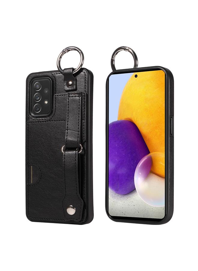 اس-توب جراب لهاتف Samsung Galaxy A72 4G/5G من جلد العجل مع حلقة لفتحة بطاقة المعصم - Image 1