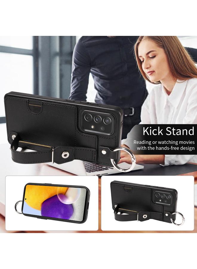 اس-توب جراب لهاتف Samsung Galaxy A72 4G/5G من جلد العجل مع حلقة لفتحة بطاقة المعصم - Image 4