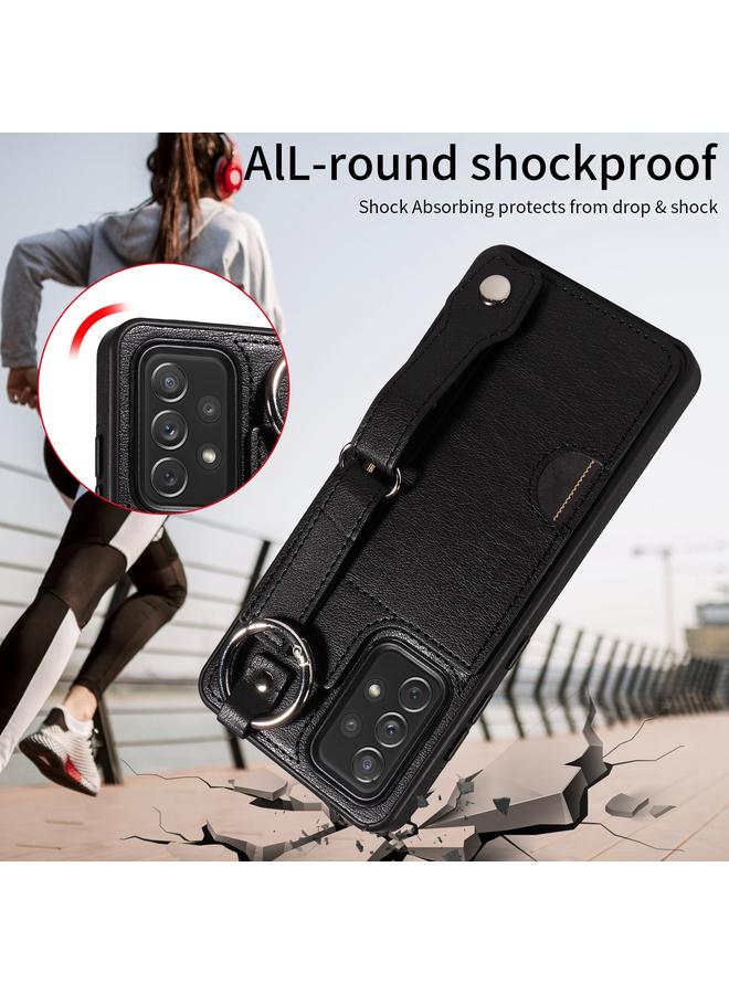 اس-توب جراب لهاتف Samsung Galaxy A72 4G/5G من جلد العجل مع حلقة لفتحة بطاقة المعصم - Image 5