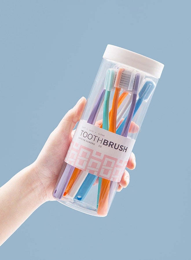 8-Pcs Toothbrush Set Multicolour, adult Toothbrush Set,Soft Bristles Manual Soft Toothbrush,6 Colors - Image 3