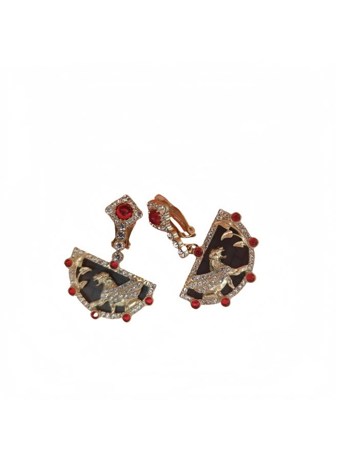 LumiArk Vintage - Style Gold - Tone Clip - On Drop Earrings - Image 1