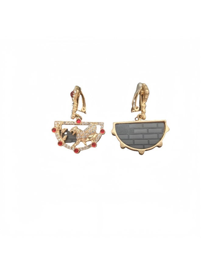 LumiArk Vintage - Style Gold - Tone Clip - On Drop Earrings - Image 4