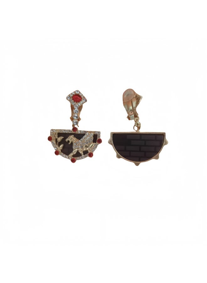 LumiArk Vintage - Style Gold - Tone Clip - On Drop Earrings - Image 5
