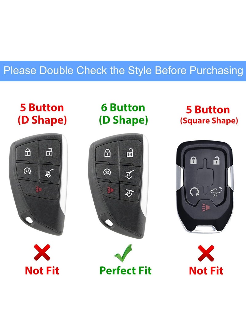 JOGAMS Leather Key Fob Cover, Compatible with 2021/2022/2023/2024/2025 GMC Yukon Denali Sierra for Chevy Silverado Suburban Tahoe Buick etc, Retro Style Design Key Holder Protector (6 Button, Black) - Image 2