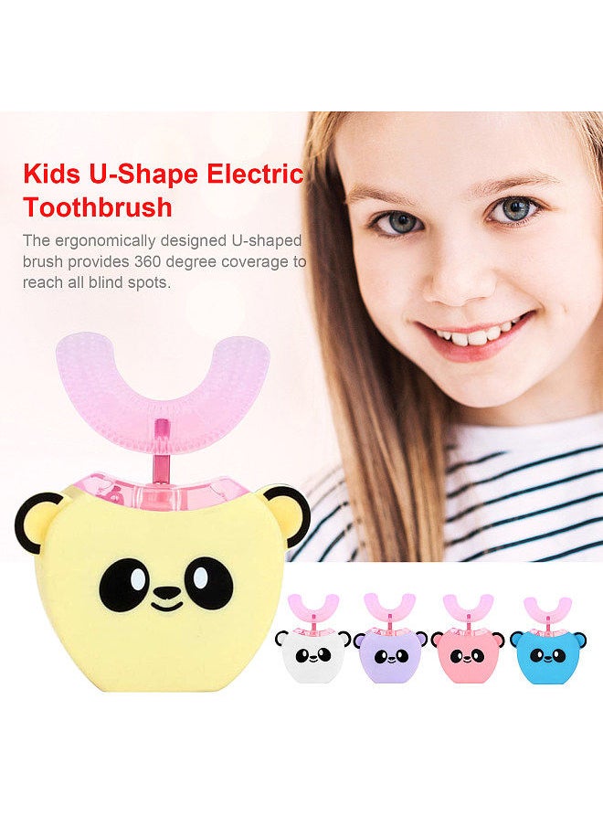 Kids Electric Toothbrush U-Shape 360 Degrees Oral Cleaner with Automatic Smart Timer Cold Light Whitening for 3-7-year-old