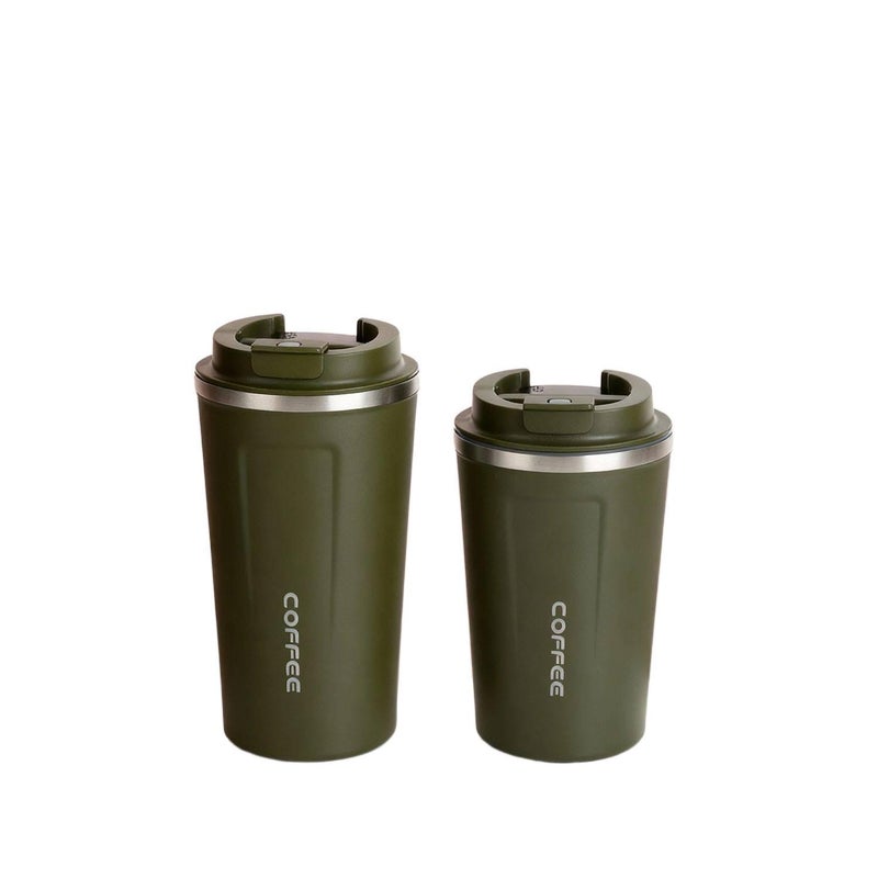 كوب قهوة للسفر بمقبض سهل الحمل من ستانلس ستيل وجدار مزدوج، 510 ml، مناسب للتنقل مع مقبض من الستانلس ستيل لترتيب الأغراض للاستخدام العملي للاستخدام الشخصي - Image 1