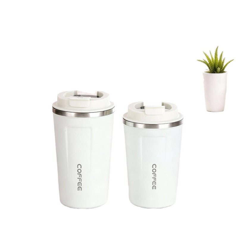 كوب قهوة للسفر بمقبض سهل الحمل من ستانلس ستيل وجدار مزدوج، 510 ml، مناسب للتنقل مع مقبض من الستانلس ستيل لترتيب الأغراض للاستخدام العملي للاستخدام الشخصي - Image 2