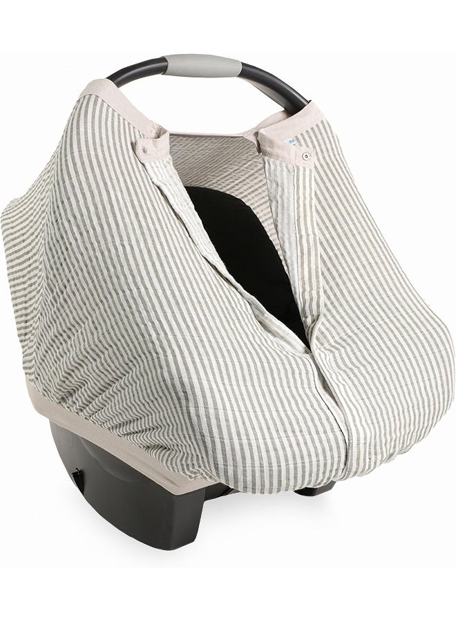 ليتل يونيكورن Little Unicorn Cotton Muslin Car Seat Canopy 2 (Grey Stripe) - Image 2