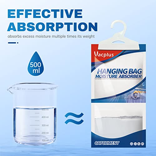 Vacplus حزم امتصاص الرطوبة من فاكبلس، خالية من العطور 20 حزمة، حزم الرطوبة، حزم مزيل الرطوبة المعلقة، مزيل الروائح للحمام 9.8 أونصة - Image 2