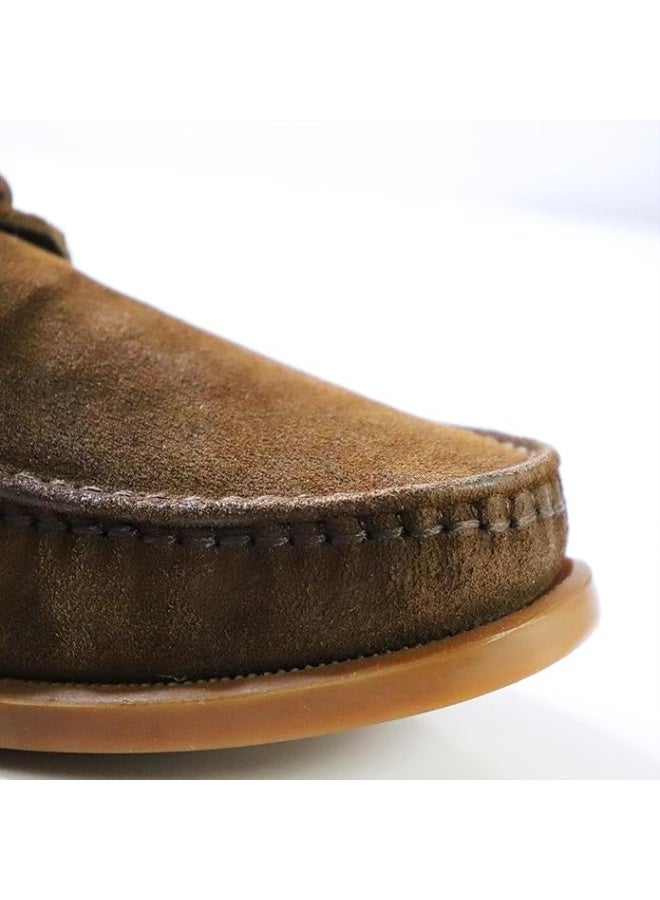Mont Hawk Men's Premium Suede Leather Lace-Up Boat Shoes with Cushioned Insole & Rubber Sole - Brown - Image 2
