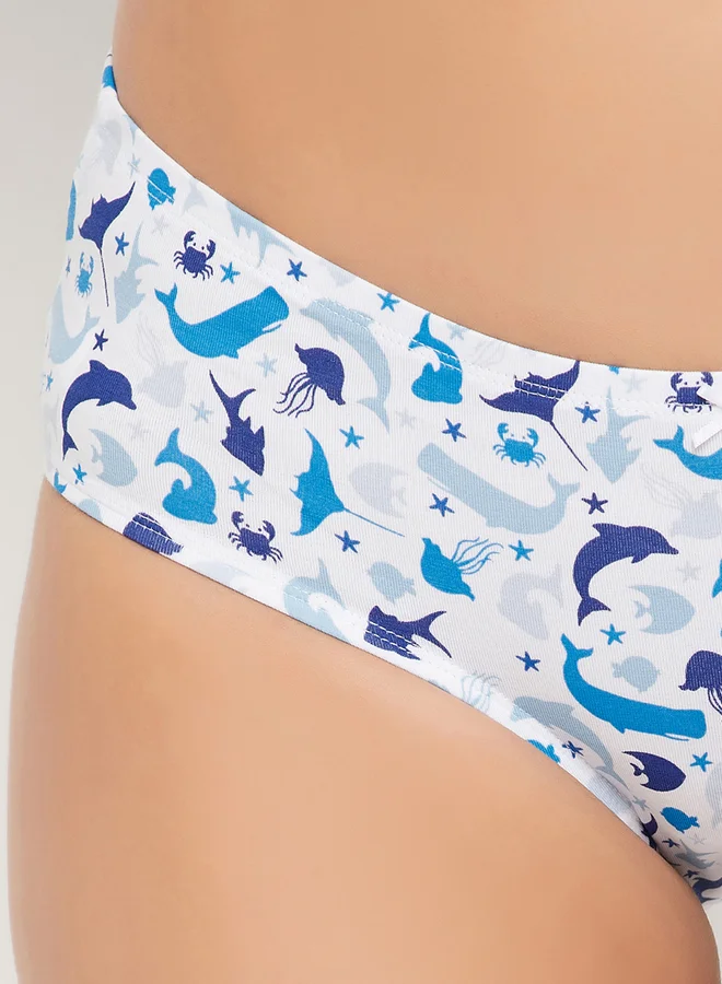 Clovia Clovia Pack of 3 - Sea Life Print Mid Rise Hipster Briefs with Inner Elastic