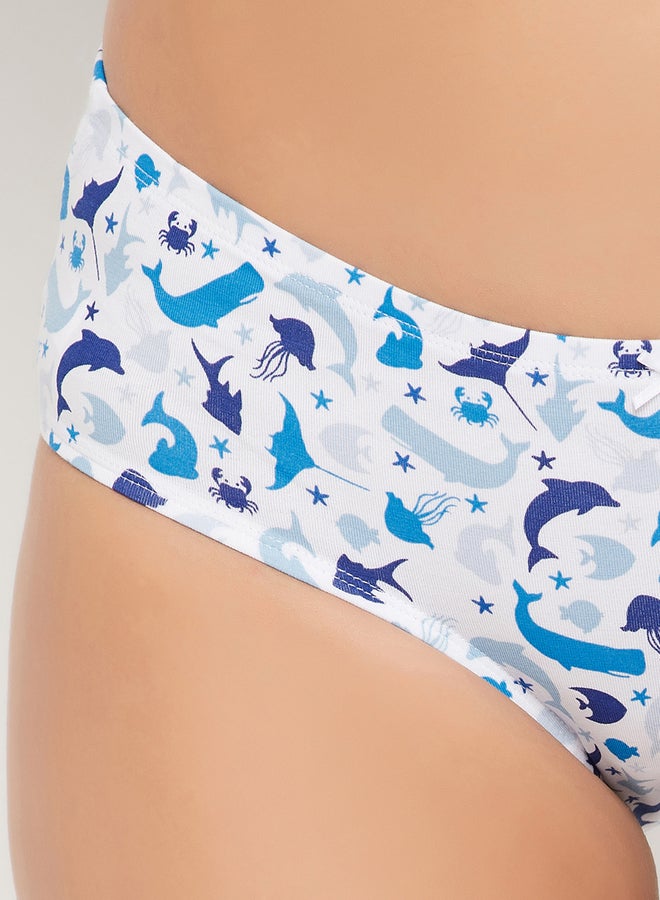 Clovia Pack of 3 - Sea Life Print Mid Rise Hipster Briefs with Inner Elastic - Image 3