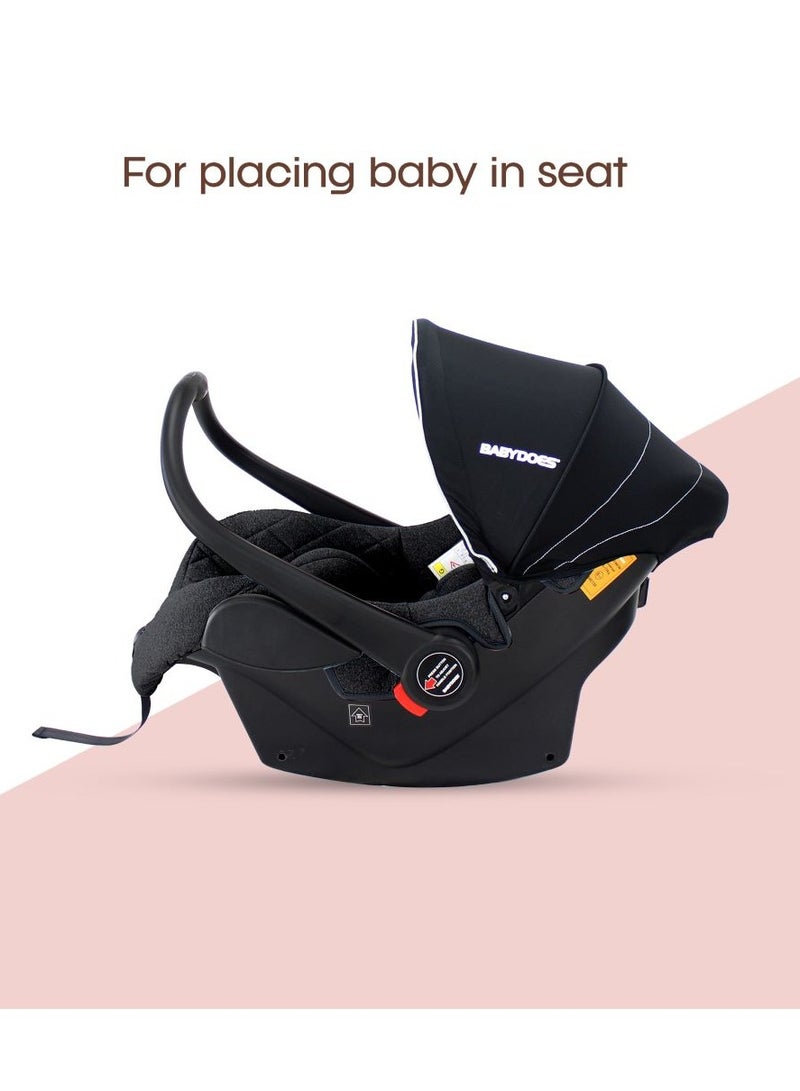 BABYDOES CARRIER - Infant/Baby/Kids Car Seat with Full Body Support Cushion, Adjustable Harness & Canopy, Rear Facing Seat, Carry Cot, 0-15 Months (Upto 13 kg) - Black - Image 4