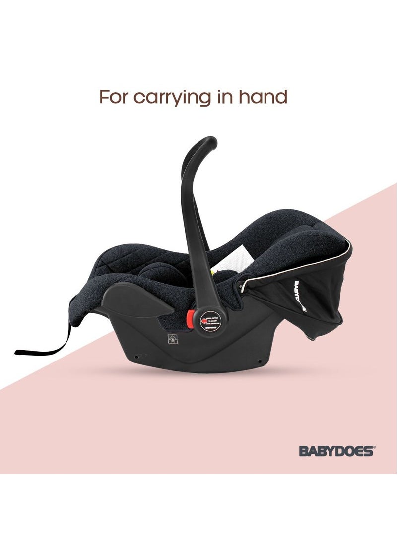 BABYDOES CARRIER - Infant/Baby/Kids Car Seat with Full Body Support Cushion, Adjustable Harness & Canopy, Rear Facing Seat, Carry Cot, 0-15 Months (Upto 13 kg) - Black - Image 5
