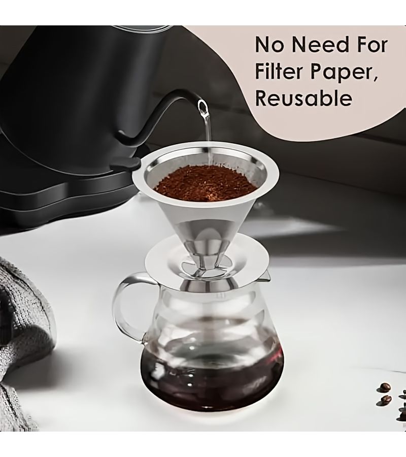 Elegant Coffee Filter Double Layer 600 Mesh Non Slip Silicone Handle Portable - Image 4