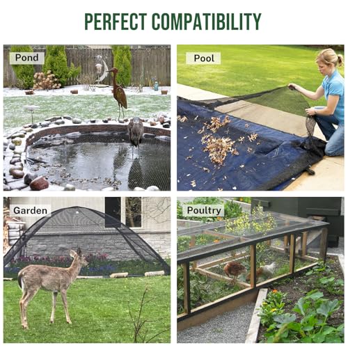 Alloxity Pond Netting for Koi Ponds, 7 x 10ft Koi Pond Net Cover, Durable & Sturdy Pond Netting Cover for Leaves, Protect Koi Fish Against Herons, Raccoons, Cats & Predators, 12pcs Stakes Included - Image 5