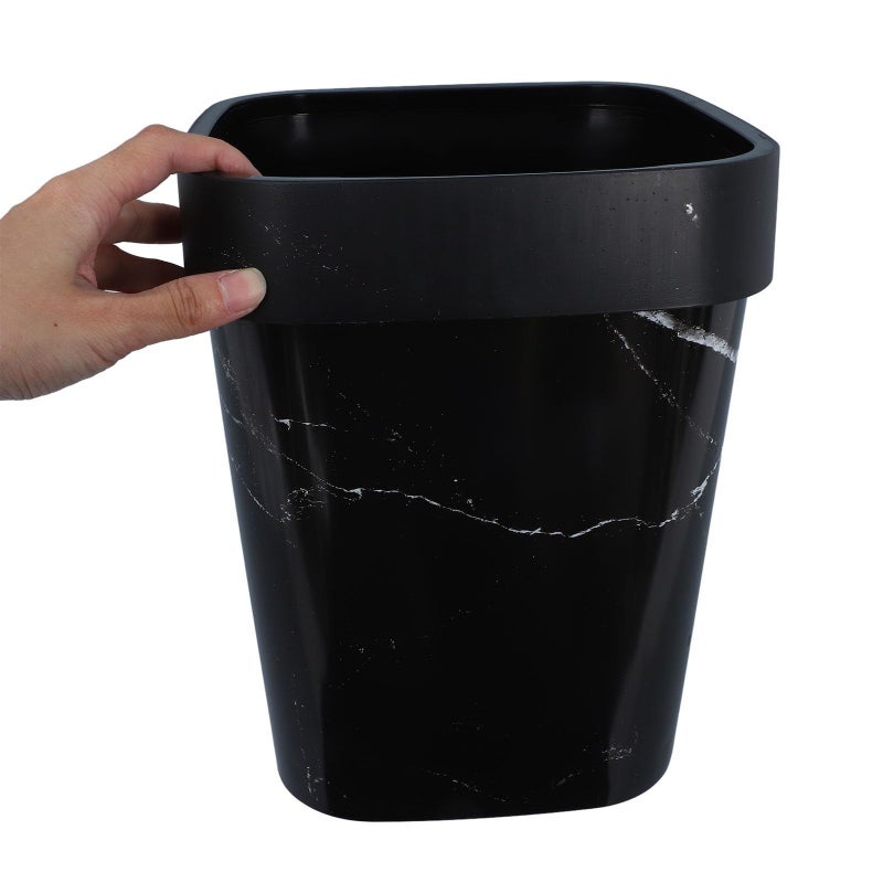 Small Marble Pattern Waste Basket Plastic Trash Can Lidless Compact For Bathroom Kitchen - Image 4