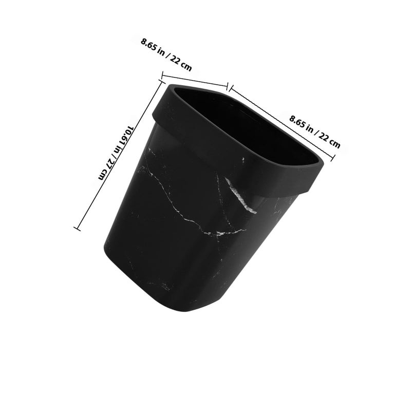 Small Marble Pattern Waste Basket Plastic Trash Can Lidless Compact For Bathroom Kitchen - Image 3