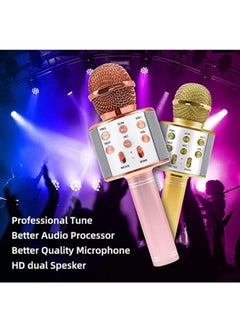 LIVVY Bluetooth Wireless Karaoke Microphone | 3-in-1 Portable Handheld Mic Speaker for Smartphones | Wireless Bluetooth Speaker with 3-Layer Automatic Noise Reduction - (Rose Gold)  - Image 4
