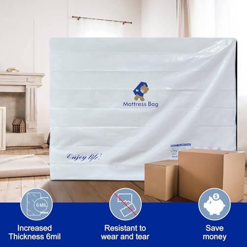 Excibubblebearbb Plastic Mattress Bag for Moving Storage, 6 Mil Waterproof Zippered Mattress Cover, Mattress Protector for Moving Supplies - Twin Size - Image 5