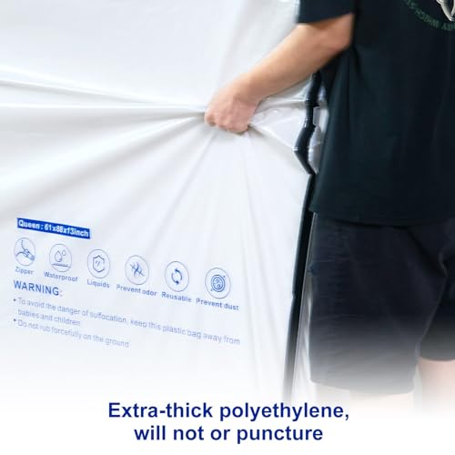 Excibubblebearbb Plastic Mattress Bag for Moving Storage, 6 Mil Waterproof Zippered Mattress Cover, Mattress Protector for Moving Supplies - Twin Size - Image 4