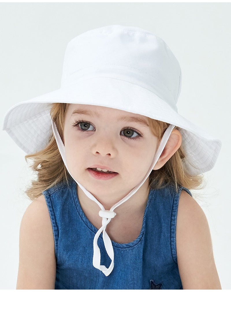 Summer Toddler Bucket Hat Wide Brim Adjustable Beach Hats for Boys Girls Sun Protection Beach Hat Baby Hats(white-m) - Image 3