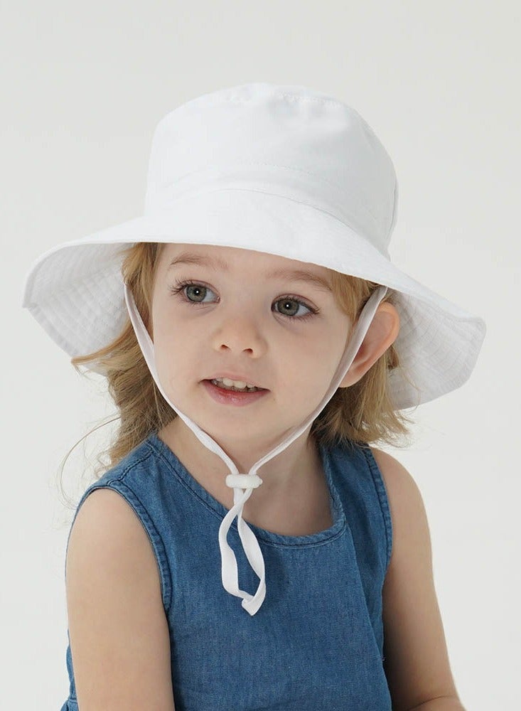Summer Toddler Bucket Hat Wide Brim Adjustable Beach Hats for Boys Girls Sun Protection Beach Hat Baby Hats(white-m) - Image 4