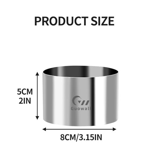 Guowall Seamless Cake Ring Mold 4 Pack Stainless Steel Mousse Mould Round Food Mold Pastry Cookie Cutter for Baking - 3.15 x 2 inch - Image 4