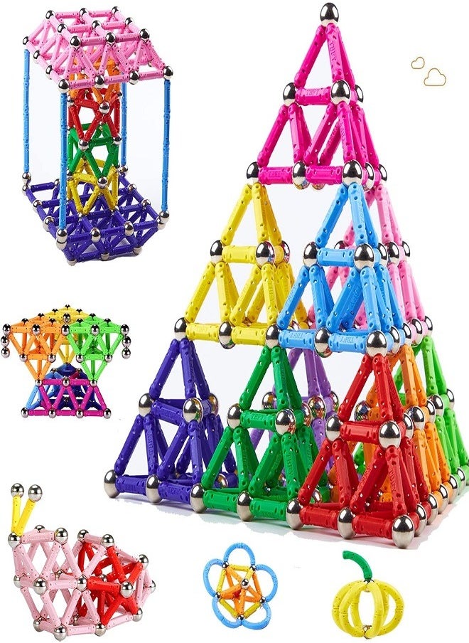 Magnetic 98 Pieces Magnetic Building Blocks 3D Puzzle Toy Building Games with Colorful Magnetic Sticks Montessori Best Gift for Girls and Boys  - Image 2