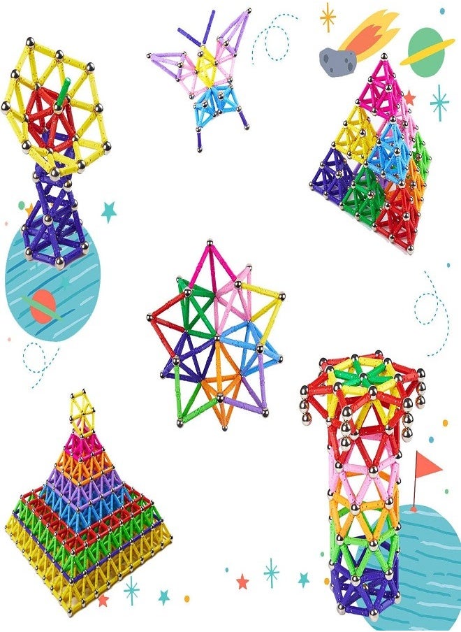 Magnetic 98 Pieces Magnetic Building Blocks 3D Puzzle Toy Building Games with Colorful Magnetic Sticks Montessori Best Gift for Girls and Boys  - Image 3