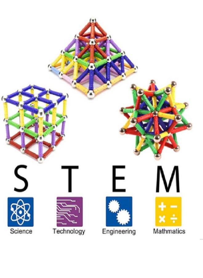 Magnetic 98 Pieces Magnetic Building Blocks 3D Puzzle Toy Building Games with Colorful Magnetic Sticks Montessori Best Gift for Girls and Boys  - Image 5