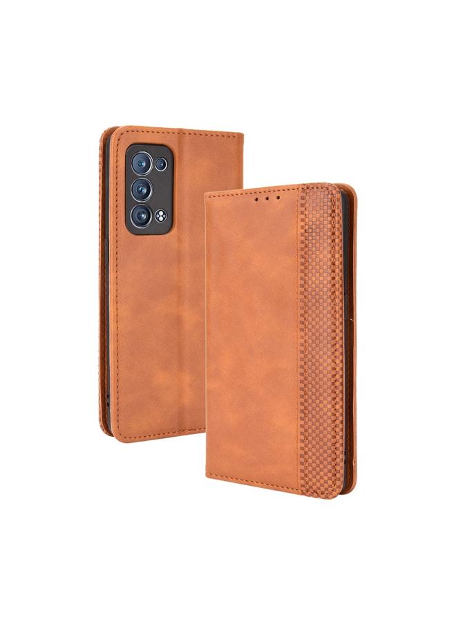 اس-توب جراب لهاتف OPPO Reno6 Pro+ 5G بمشبك مغناطيسي بتصميم حصان مجنون بتصميم كلاسيكي، جراب جلدي قلاب أفقي مع حامل وفتحات للبطاقات وإطار للصور - Image 1