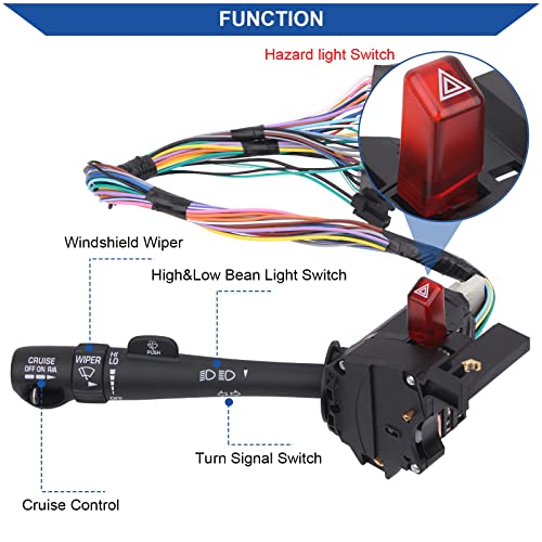 Obaee Turn Signal Switch Multi-Function Switch Compatible with Silverado Avalanche Tahoe Suburban, Yukon Sierra 1999-2002 Replacement OE 26100839, 3441937, CBS-1038 / Wiper, Washers, Hazard - Image 3