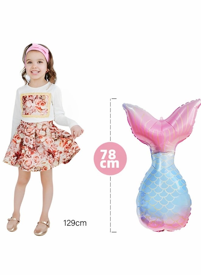 GROIC Mermaid Theme Balloons,Helium Foil Mermaid Tail Sea Shells Balloons, Mermaid Latex Confetti Balloons,Purple Teal Balloons, Mermaid Balloons for Mermaid Ocean Under The Sea Theme Party - Image 5