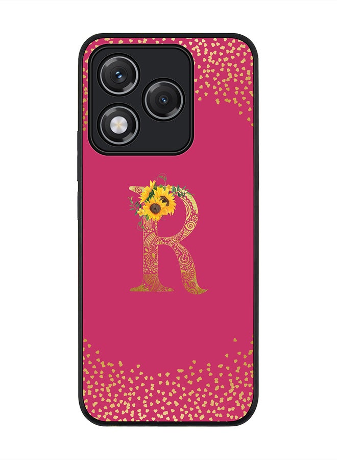 Stylizedd For Honor 400 Lite Case,Slim fit Camera Protection, Shockproof Thin Phone cover  - Custom Floral Monogram - R ( Deep Pink )