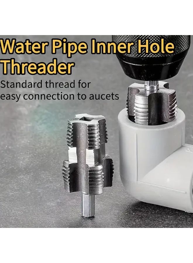 Silvery NPT Pipe Thread Tap Set Manual Internal Threading Tool for PPR Pipes - Image 3