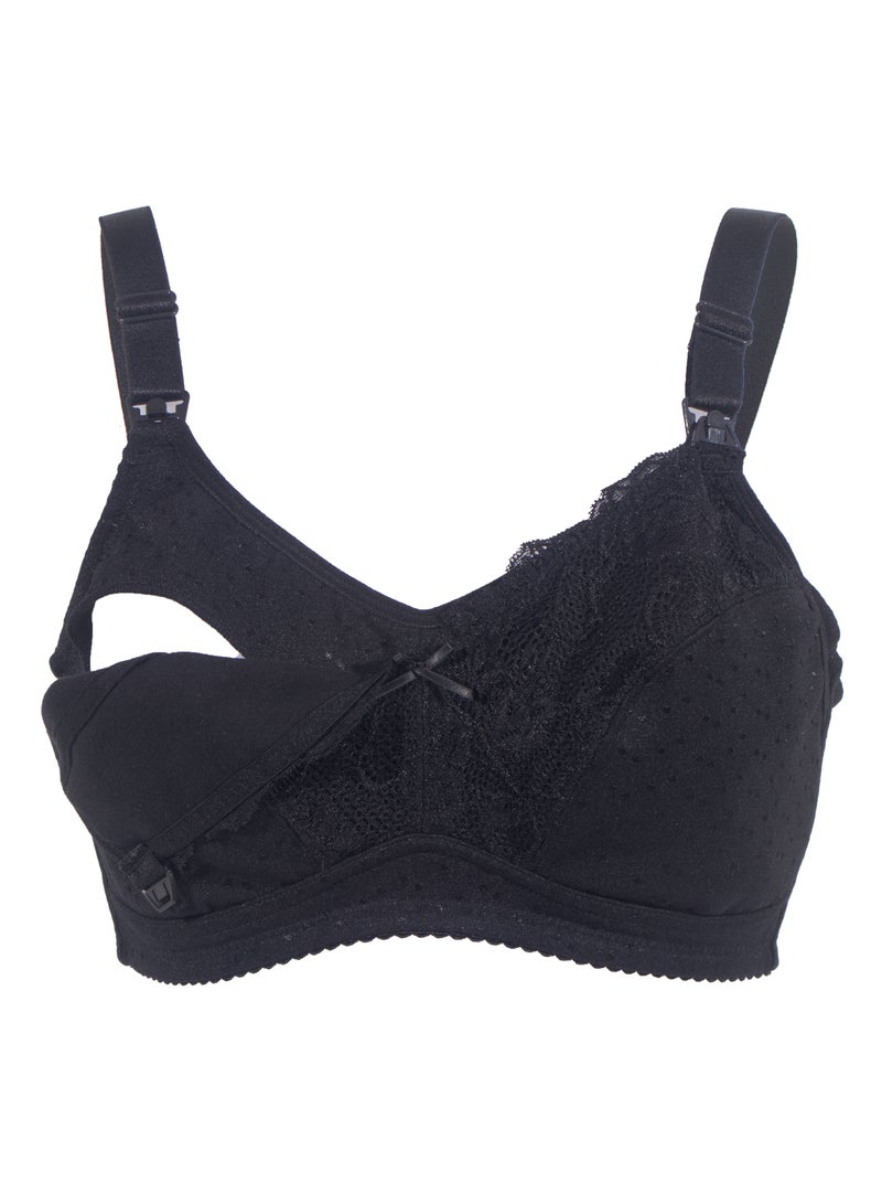 أوكوس حمالة صدر قطنية أساسية للحمل والرضاعة - أسود - مقاس كبير جداً - Image 4