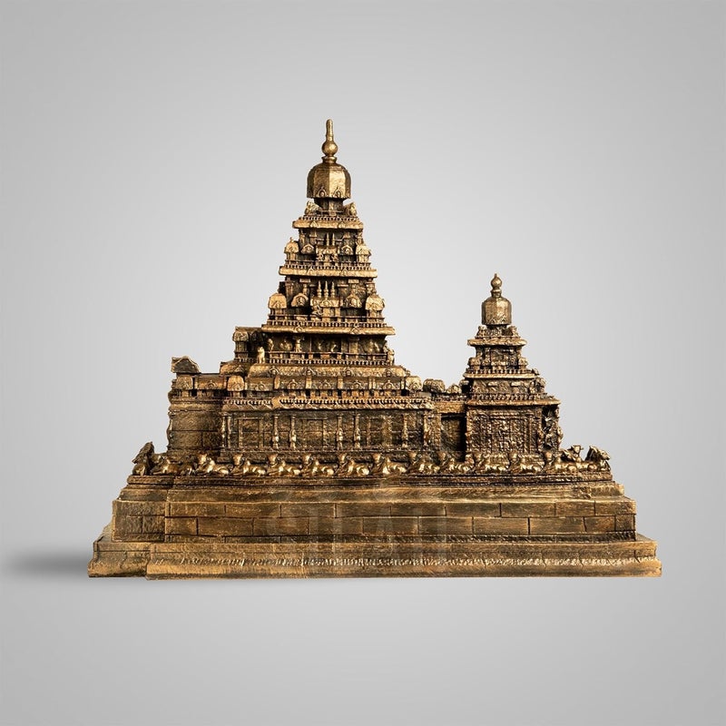 SILAII Mahabalipuram Shore Temple Showpiece – 5 Inch, Antique Bronze | Ideal for Study Table, Living Room, Office Decor & Gifting - Image 1