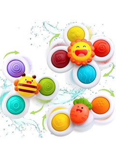 3PCS Suction Cup Spinner Toys, Strong Suction Cup Bath Toys, Toddler Fidget Toys Age 1-2, Window Spinning Top Baby Toys, Sensory Toys for Toddlers 1-3, Birthday Gifts for Girl Boy