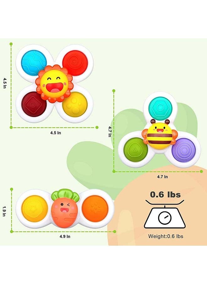 YelaJoy - 3PCS Suction Cup Spinner Toys, Strong Suction Cup Bath Toys, Toddler Fidget Toys Age 1-2, Window Spinning Top Baby Toys, Sensory Toys for Toddlers 1-3, Birthday Gifts for Girl Boy - Image 1