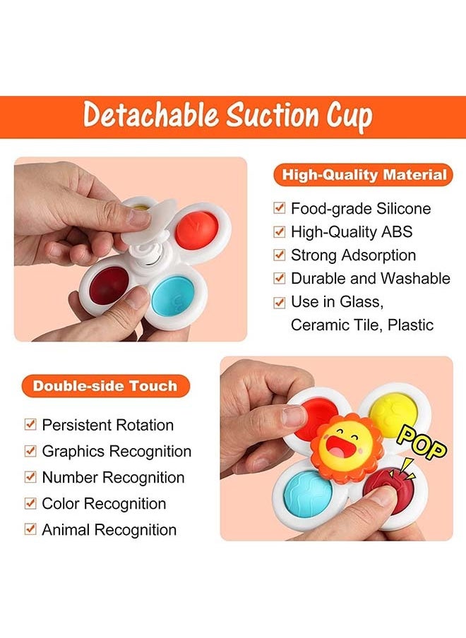 YelaJoy - 3PCS Suction Cup Spinner Toys, Strong Suction Cup Bath Toys, Toddler Fidget Toys Age 1-2, Window Spinning Top Baby Toys, Sensory Toys for Toddlers 1-3, Birthday Gifts for Girl Boy - Image 1