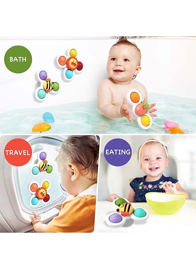 YelaJoy - 3PCS Suction Cup Spinner Toys, Strong Suction Cup Bath Toys, Toddler Fidget Toys Age 1-2, Window Spinning Top Baby Toys, Sensory Toys for Toddlers 1-3, Birthday Gifts for Girl Boy - Image 1