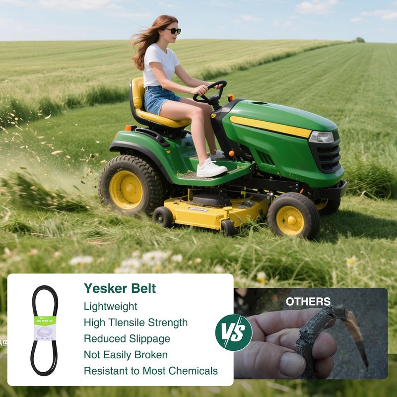 يسكر حزام سطح السفينة Yesker GX21833 لجزازة العشب John Deere مقاس 48 بوصة، حزام تشغيل سطح السفينة مقاس 1/2 × 141 بوصة لجزازات العشب John Deere D140 D120 D150 D160 L120 L145 L155 LA130 Z255 Z355 Z355E، حبل أراميد متين #GX20571 - Image 5