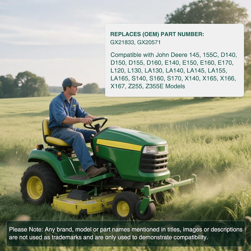 يسكر حزام سطح السفينة Yesker GX21833 لجزازة العشب John Deere مقاس 48 بوصة، حزام تشغيل سطح السفينة مقاس 1/2 × 141 بوصة لجزازات العشب John Deere D140 D120 D150 D160 L120 L145 L155 LA130 Z255 Z355 Z355E، حبل أراميد متين #GX20571 - Image 3