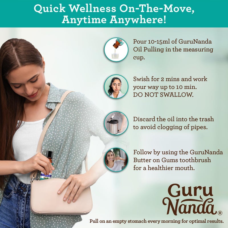 GuruNanda Travel Size CocoMint Oil Pulling Mouthwash, 7 Essential Oils & Vitamins, Promotes Fresh Breath & Happy Gums, No Alcohol & Fluoride, 3 oz - Image 4