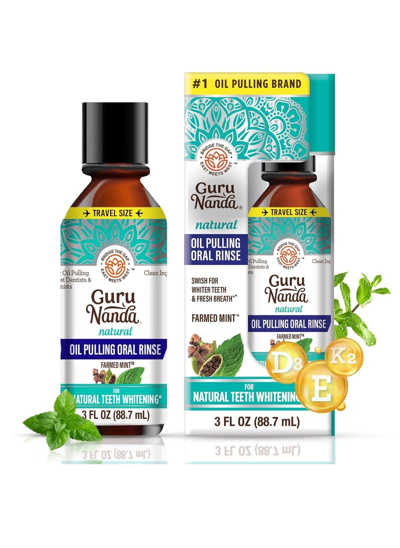 GuruNanda - GuruNanda Travel Size Coconut Oil Pulling, 7 Essential Oils & Vitamins, Fresh Breath & Whitening Mouthwash, No Alcohol & Fluoride, 3 oz - Image 1