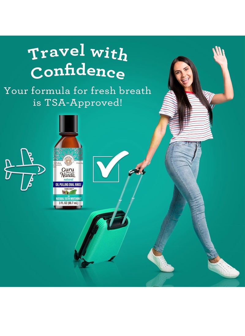 GuruNanda - GuruNanda Travel Size Coconut Oil Pulling, 7 Essential Oils & Vitamins, Fresh Breath & Whitening Mouthwash, No Alcohol & Fluoride, 3 oz - Image 1